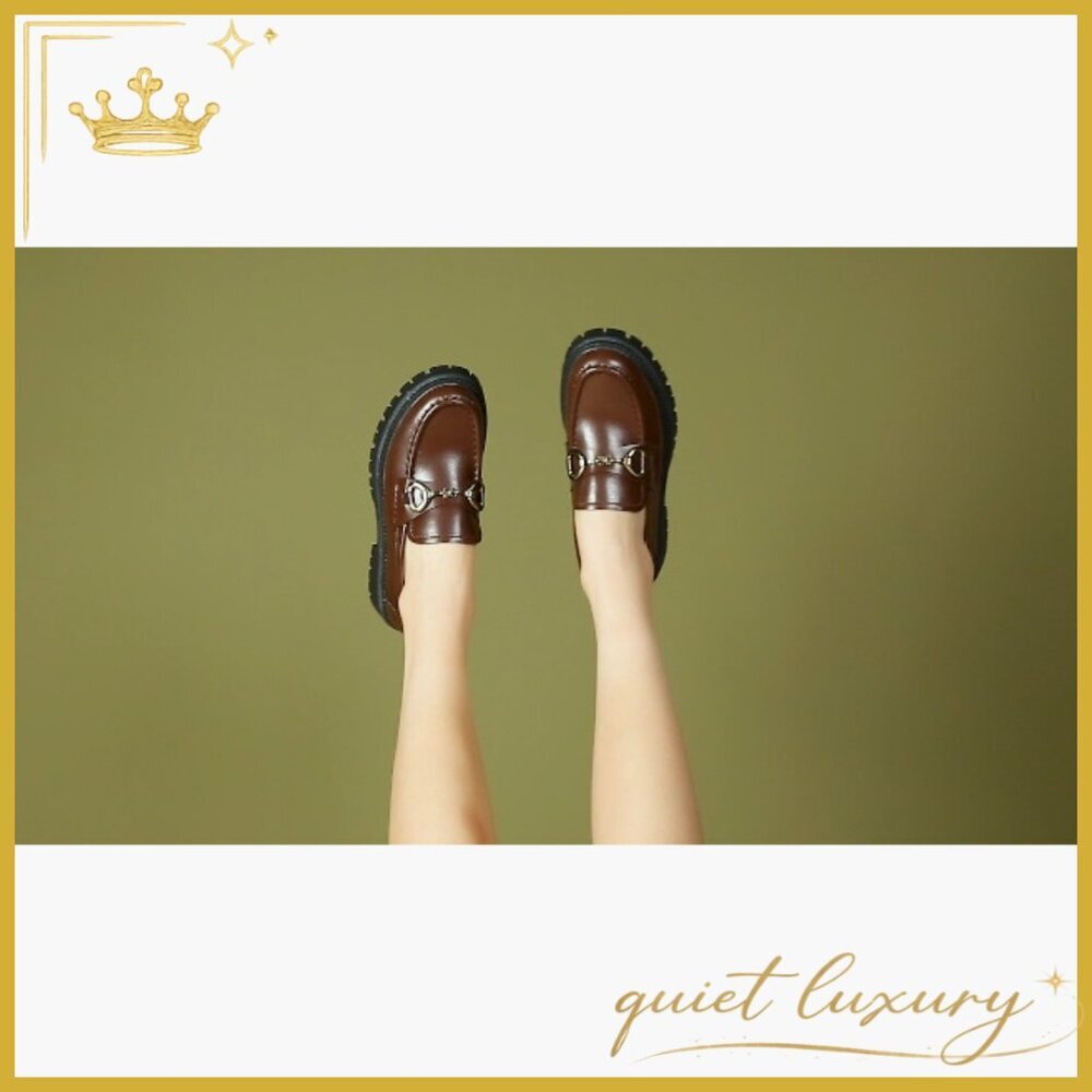 Leather Platform Loafers with Chunky Heel for Office and Casual Wear - Picture 7 of 7